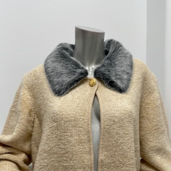 Vintage 90's Side Effects Beige  Knit Sweater Cardigan  Open Front  Size XL - Picture 5 of 14